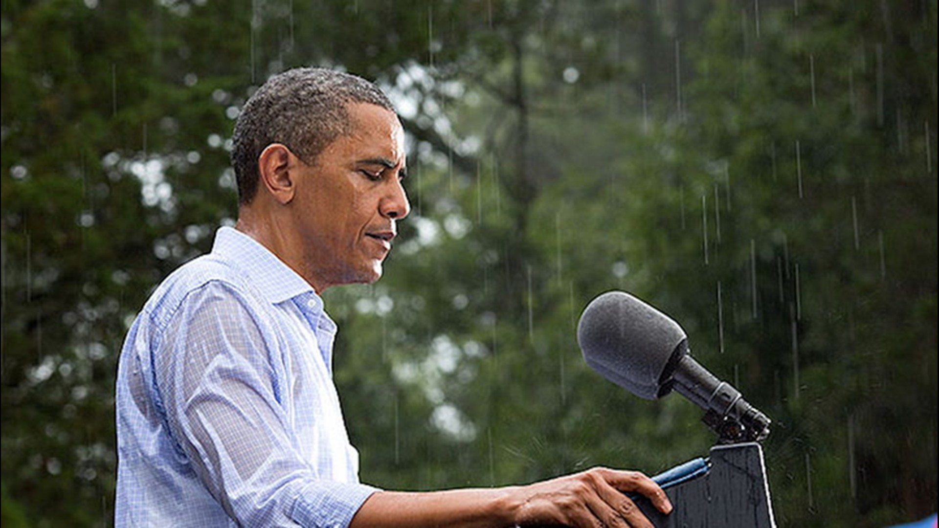 From heavy snow to soaking rain, weather isn't always kind to presidents. Here's a look back at some of those moments.