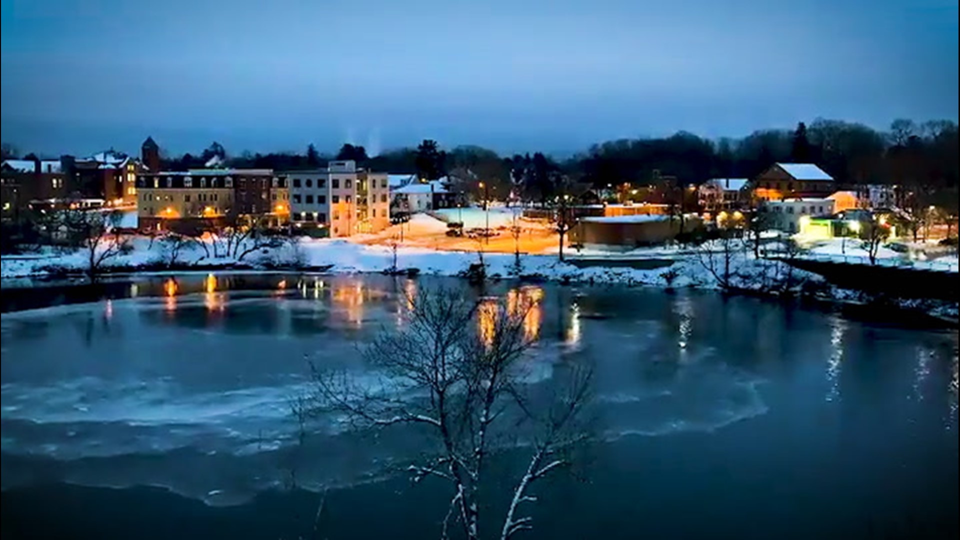 A floating ice disk began to form in the Presumpscot River at Westbrook, Maine, on Jan. 18.