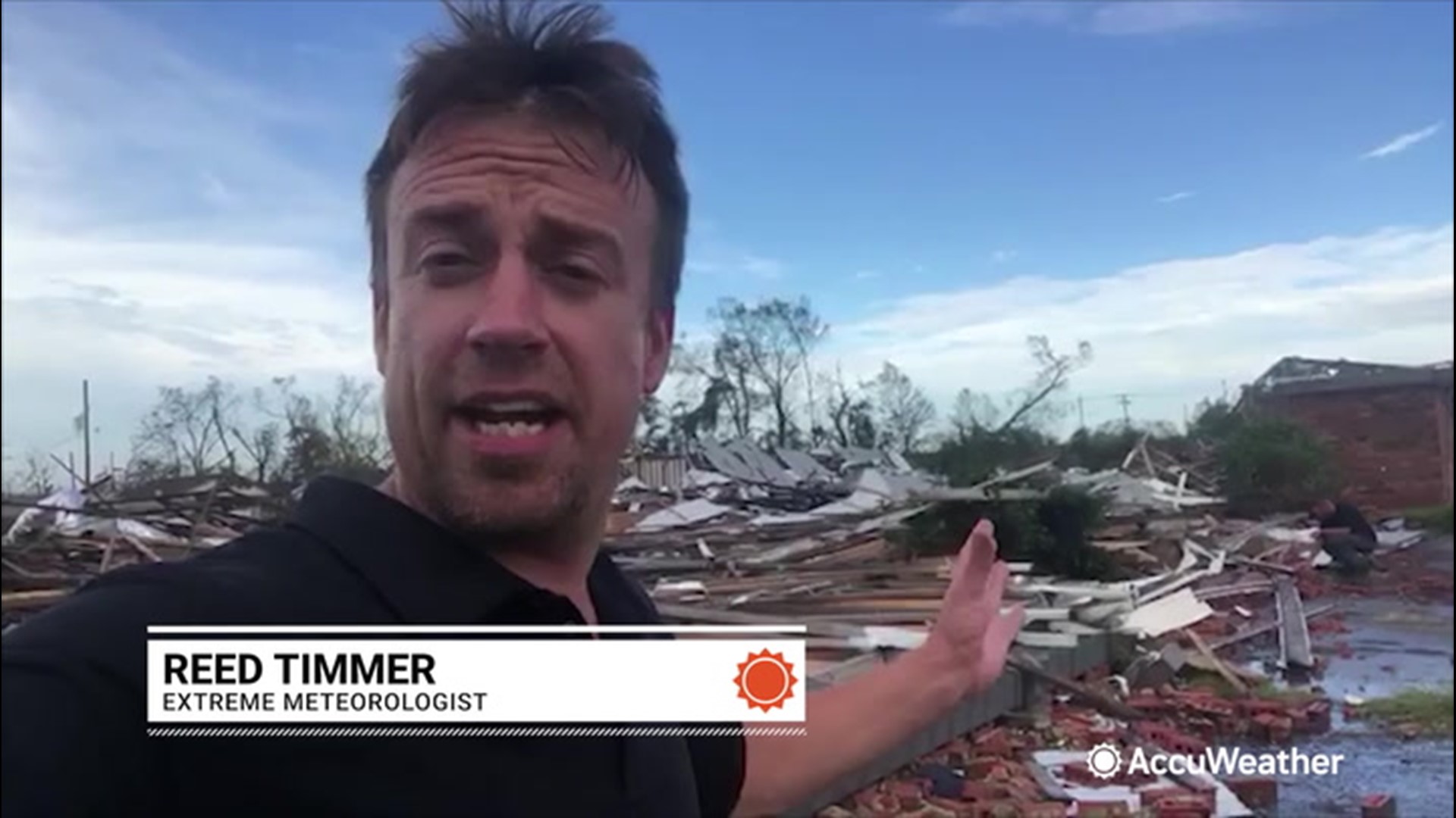 Extreme Meteorologist Reed Timmer examines the devastating impacts and damage from  Laura in Lake Charles, Louisiana, on Aug. 28.