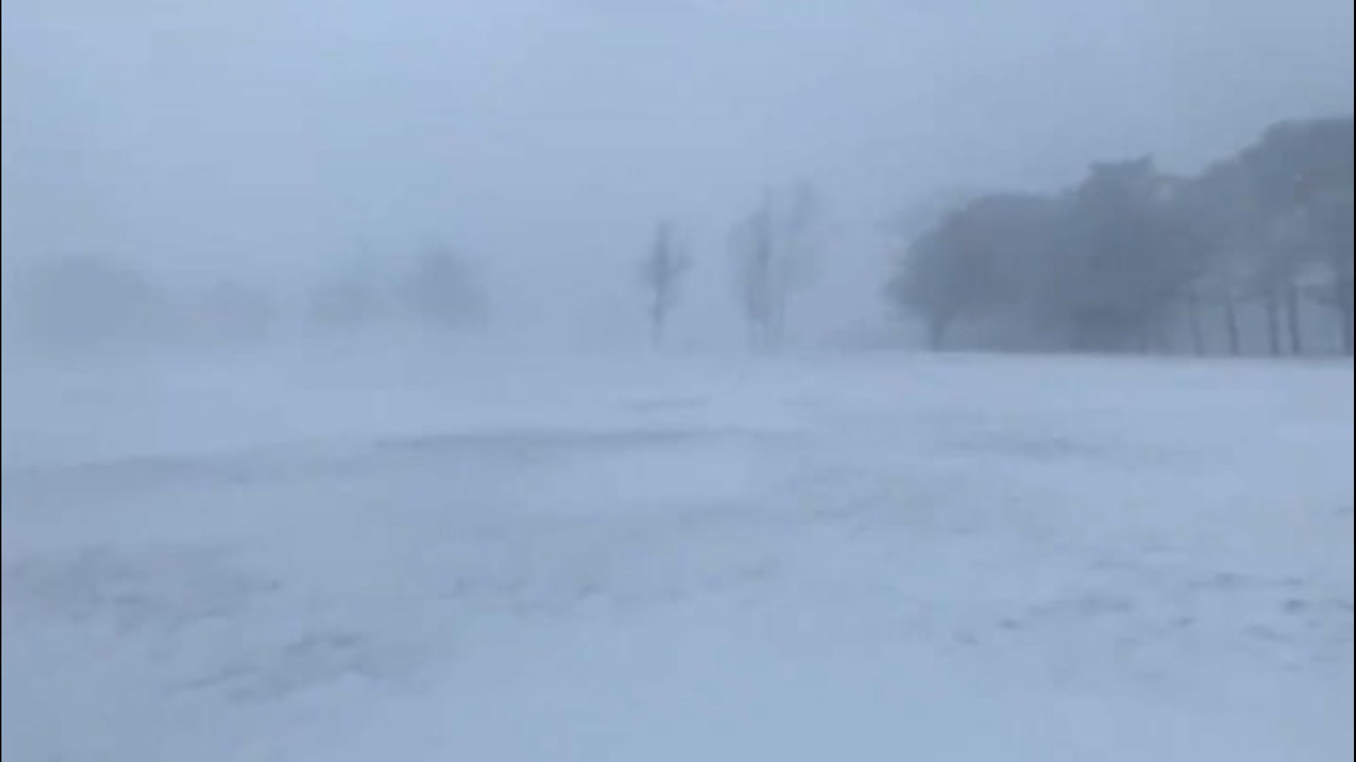 Near-whiteout conditions were prevalent in Oswego, New York, with wind gusts over 40 miles per hour on Feb. 27.