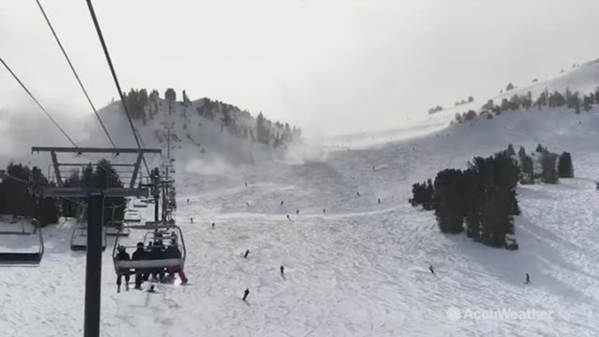 High winds at Mammoth Mountain in California created this 'snow-devil' on January 16th. AccuWeather's Reed Timmer captured the event while covering the blizzard conditions.