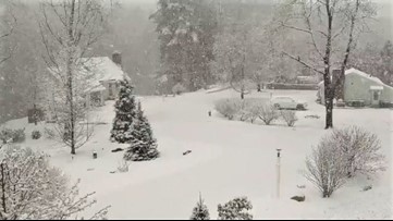 Several inches of spring snow fell across New England overnight