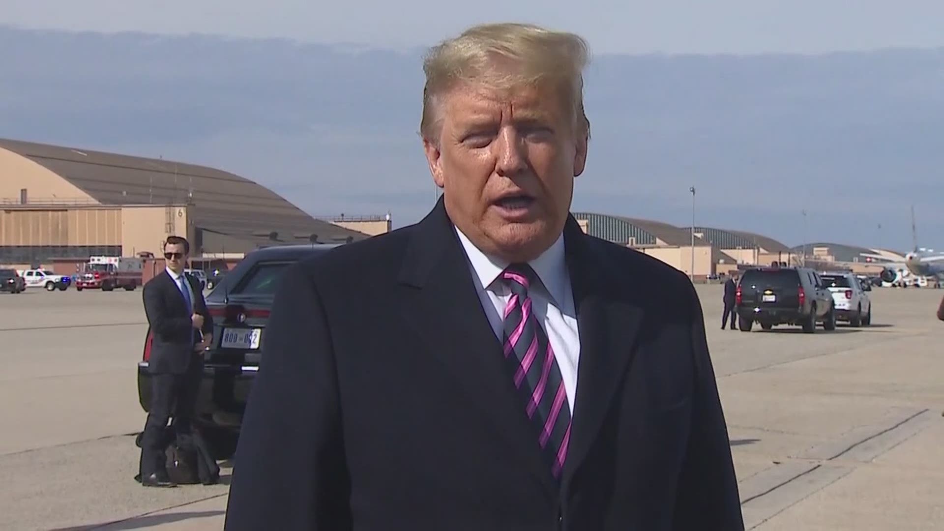 Before boarding Air Force One for a trip out West, President Donald Trump says he's commuted the 14-year prison sentence of ex-Illinois Gov. Rod Blagojevich. (POOL)
