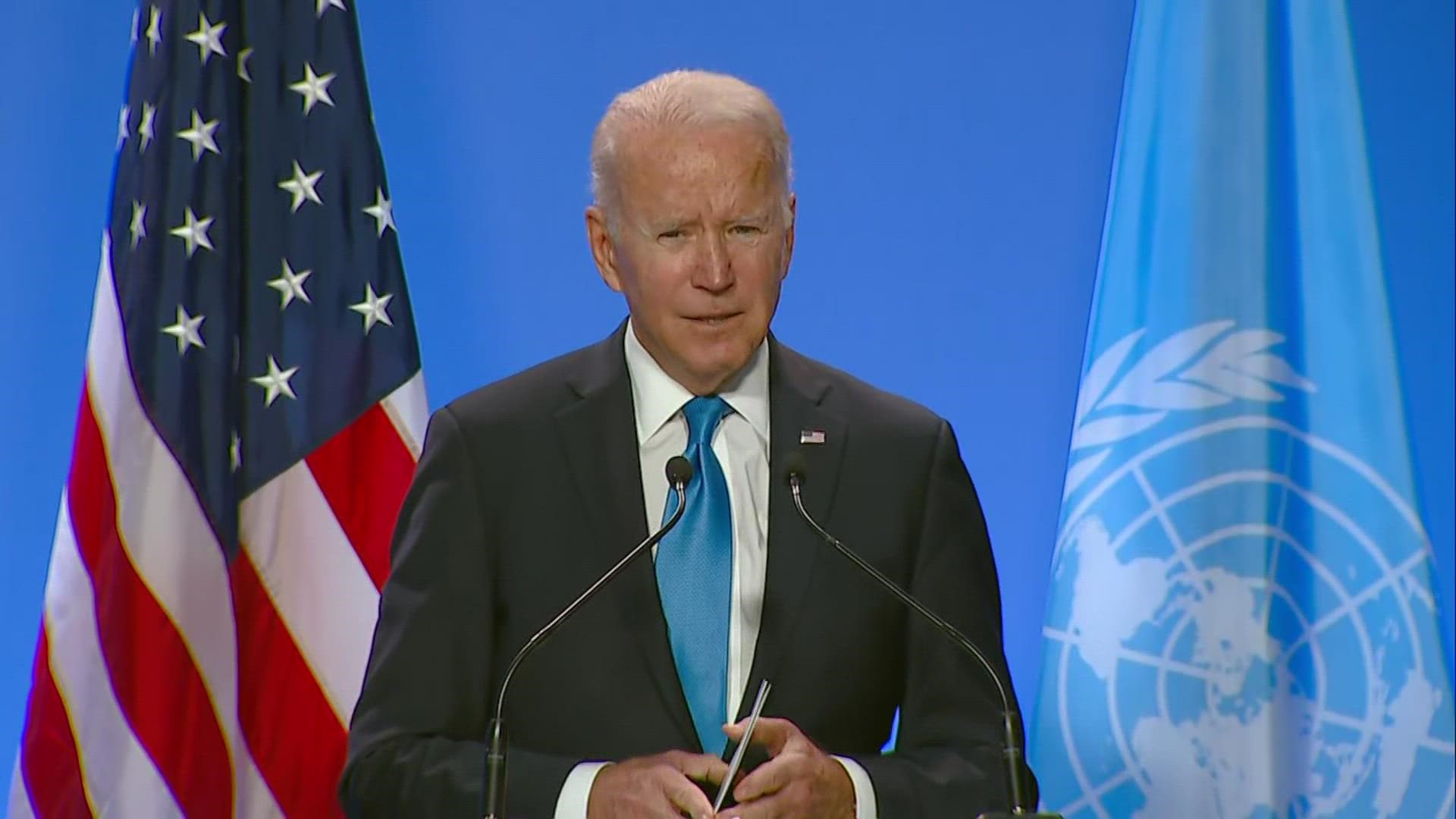 President Biden held a press conference Tuesday as he wrapped up a two-day appearance at a United Nations climate summit.