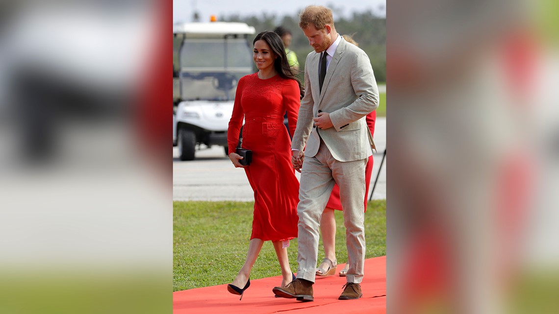 meghan markle red dress tag Meghan Markle Forgot The Price Tag On Her Dress And Set The Internet Buzzing