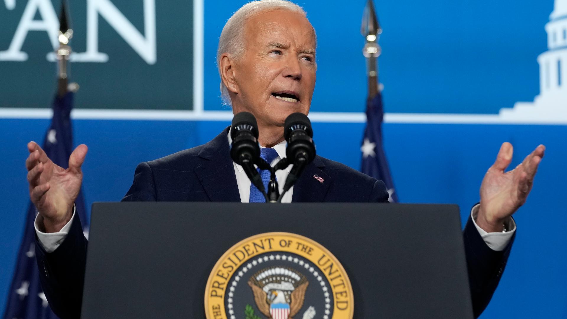 President Biden spoke from the Walter E. Washington Convention Center, which is a short distance from the White House.