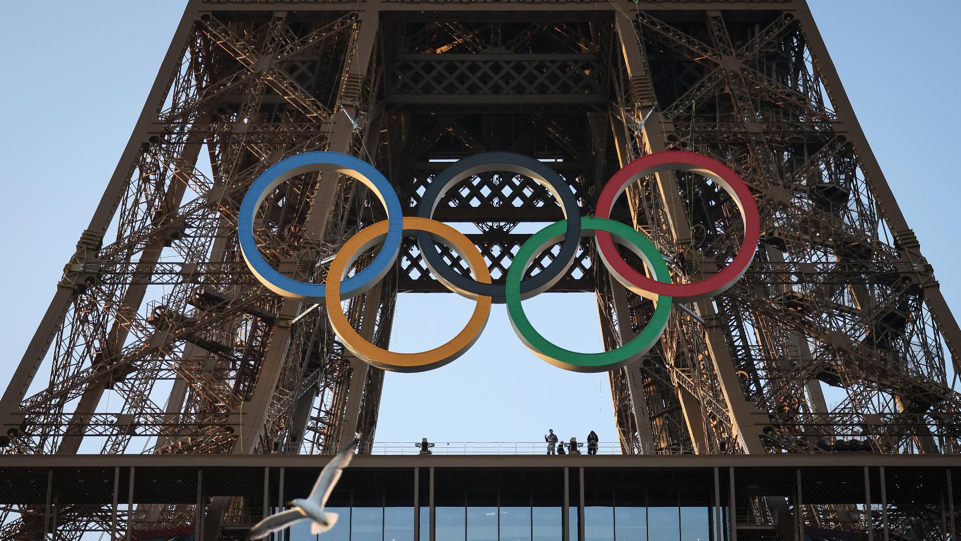 Olympic rings displayed on Eiffel Tower ahead of 2024 Games