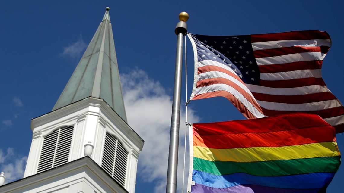 gay flag burning church