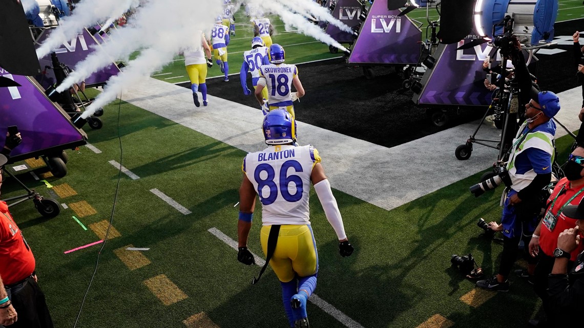 Los Angeles, California, USA. 13th Feb, 2022. Los Angeles Rams defensive  tackle Aaron Donald (99) celebrates his game winning sack at the NFL Super  Bowl 56 LVI football game between the Los