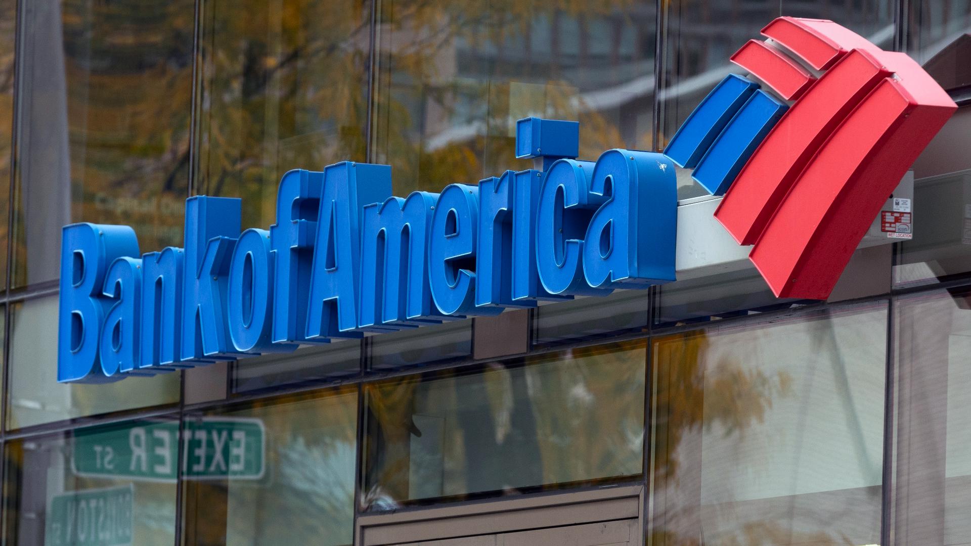 Bank of America's logo on a building