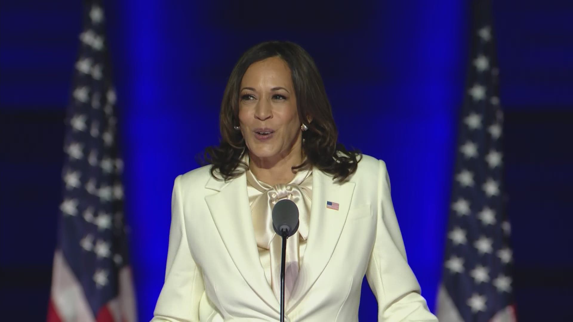 During her victory speech Saturday night, Vice President-elect Kamala Harris invoked the late John Lewis and said voters have ushered in a new day for America.