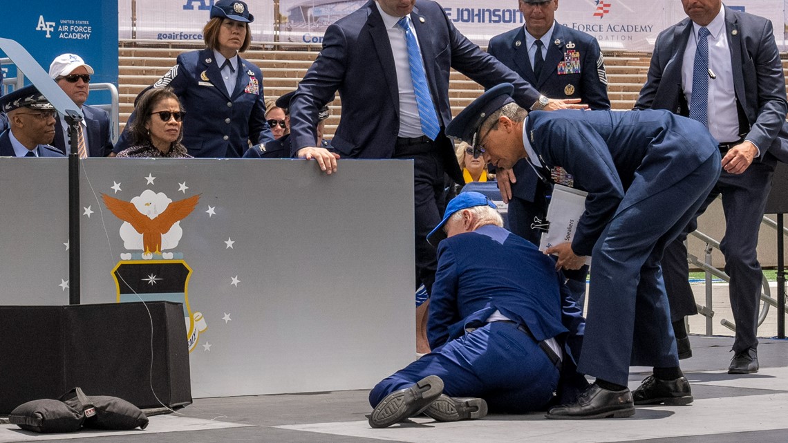 President Biden trips, falls during US Air Force commencement