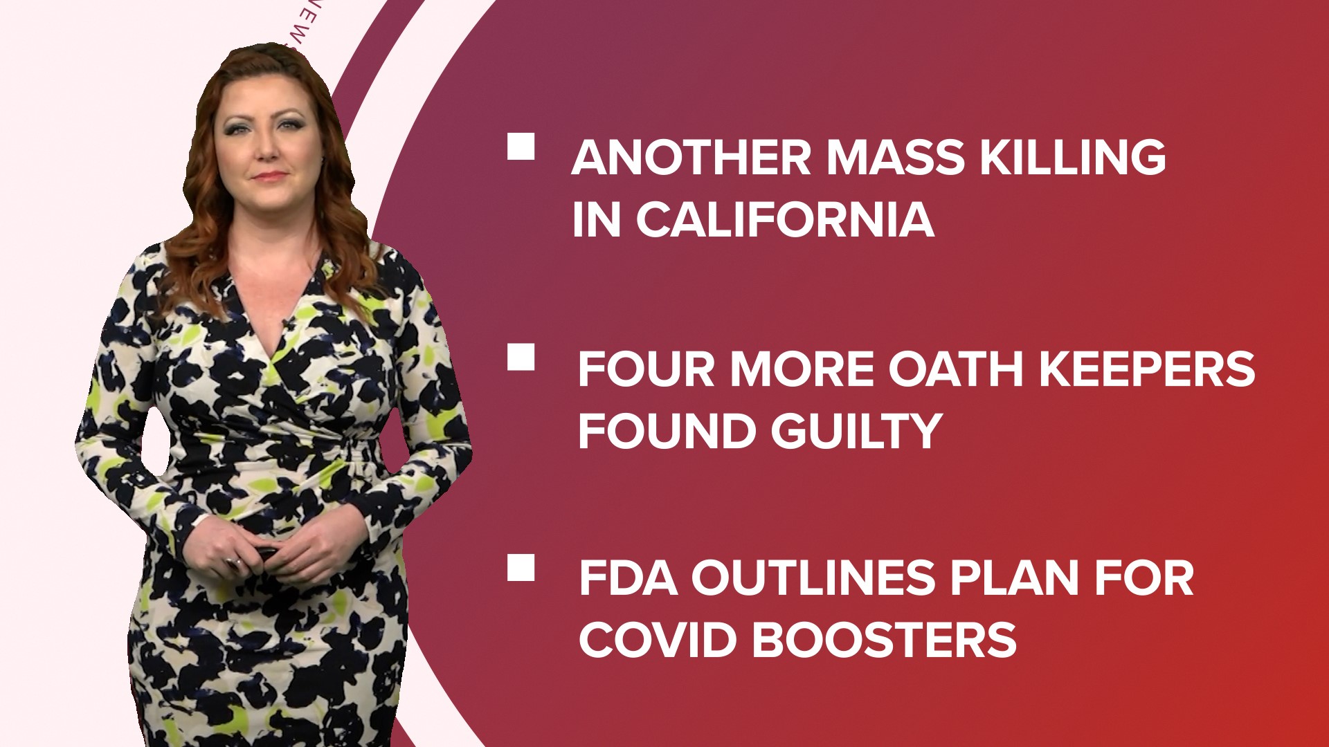 A look at what is happening in the news from a second mass shooting in California to Oath Keepers being sentenced and an antibiotic shortage.