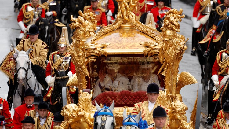 Gilded but 'horrible' coach from 1762 carries King Charles III back from coronation