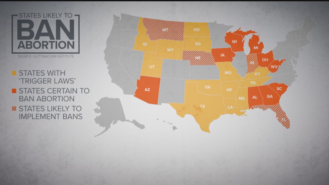 Which states will likely ban abortion now that Roe v. Wade is overturned?