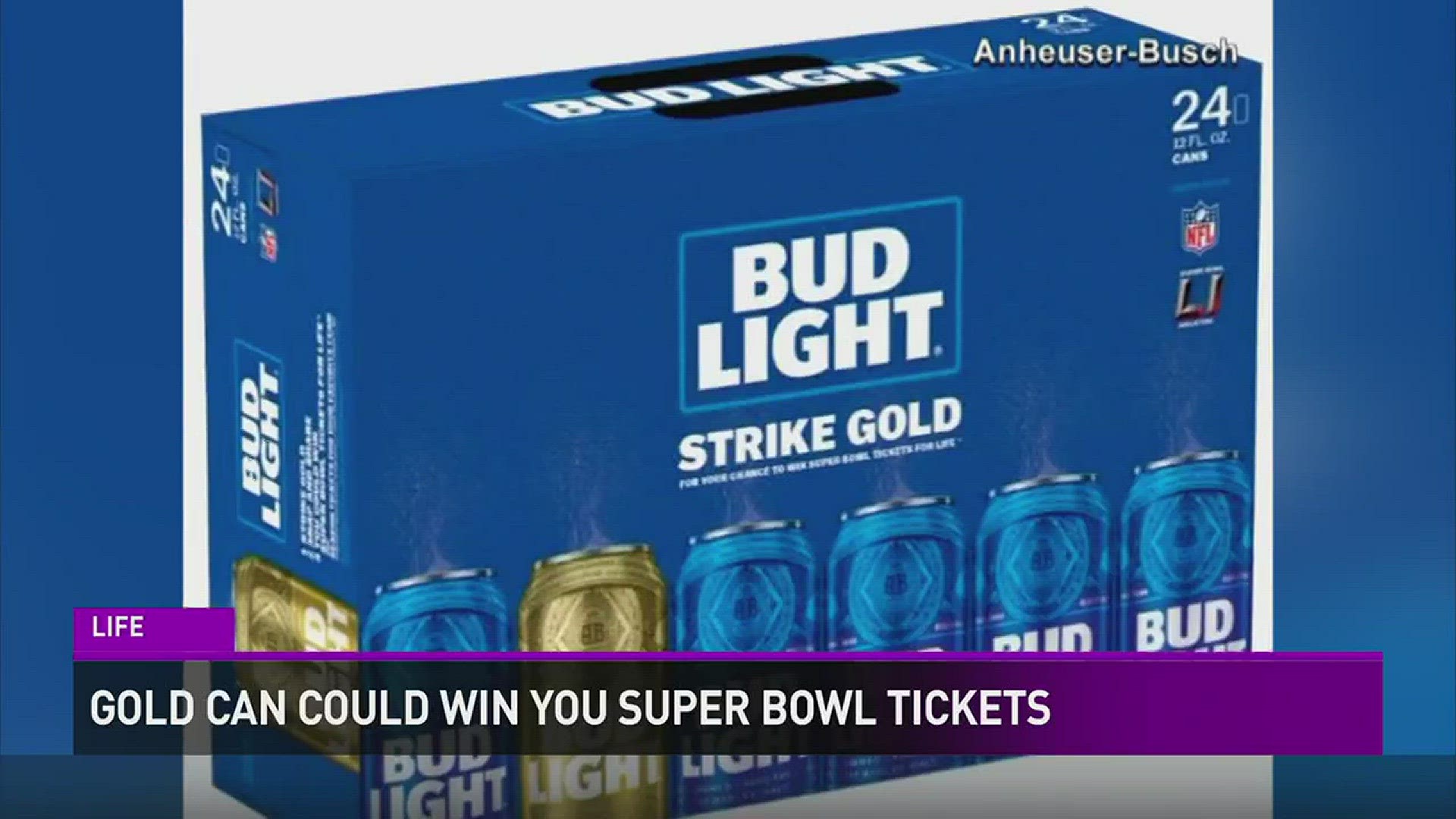 A gold can in a Bud Light pack could win you Super Bowl tickets for life.