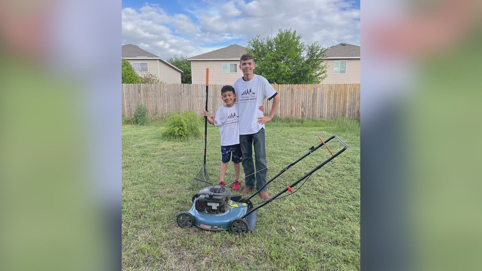The brothers-turned-business partners have a goal to mow 50 lawns in San Antonio as a part of a challenge from Raising Men and Women Lawn Care Services.