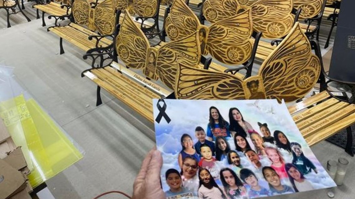 'Average Joe' from Georgia handcrafts 21 butterfly benches memorializing victims of school shooting in Uvalde