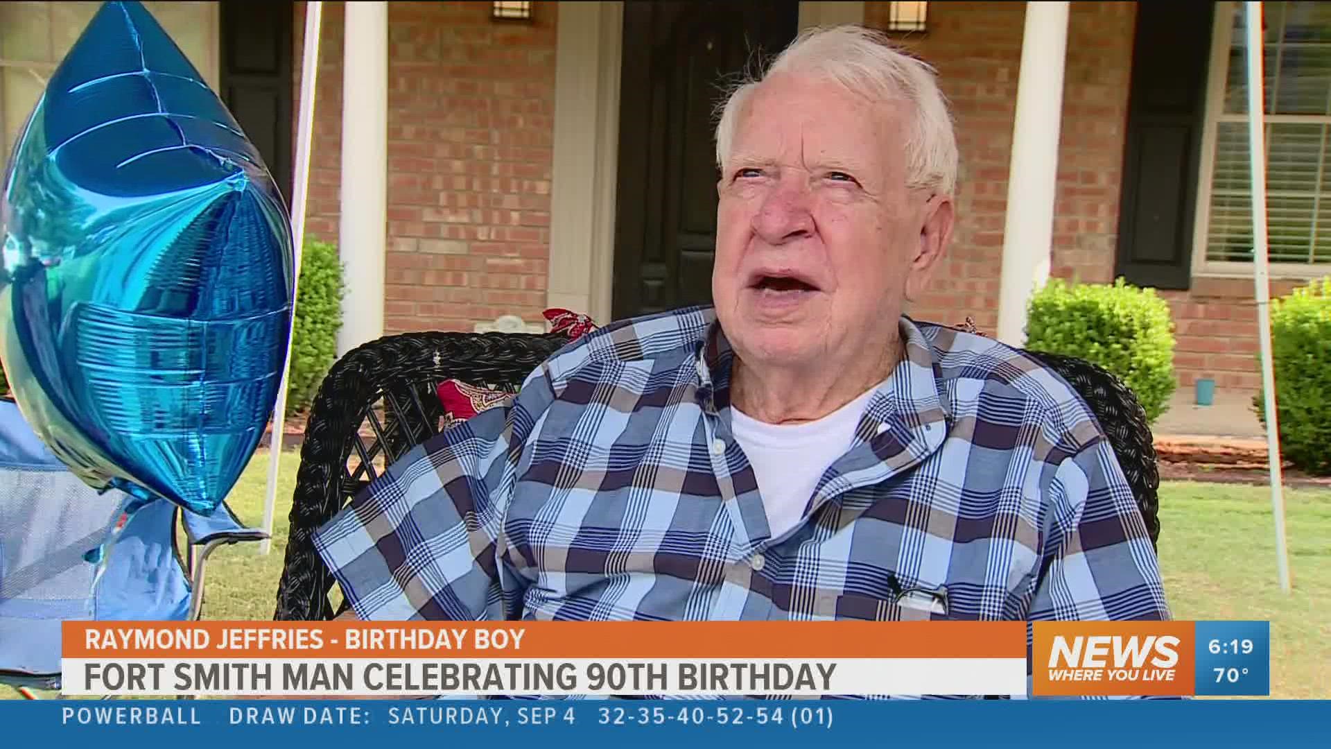 Raymond Jeffries celebrated his 90th birthday over the weekend and had one special request, a drive-by party.