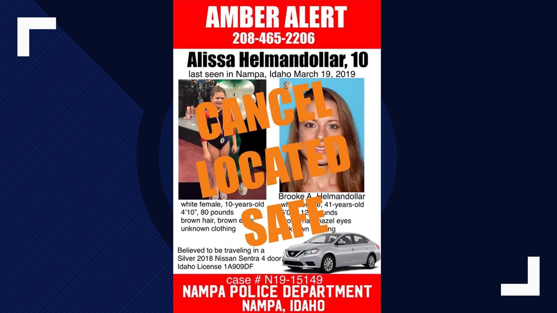 Amber Alert canceled, missing Idaho girl found safe.