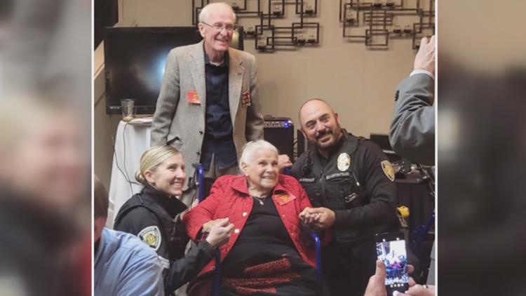 99-year-old World War II vet reunites with police officers who helped her after crash