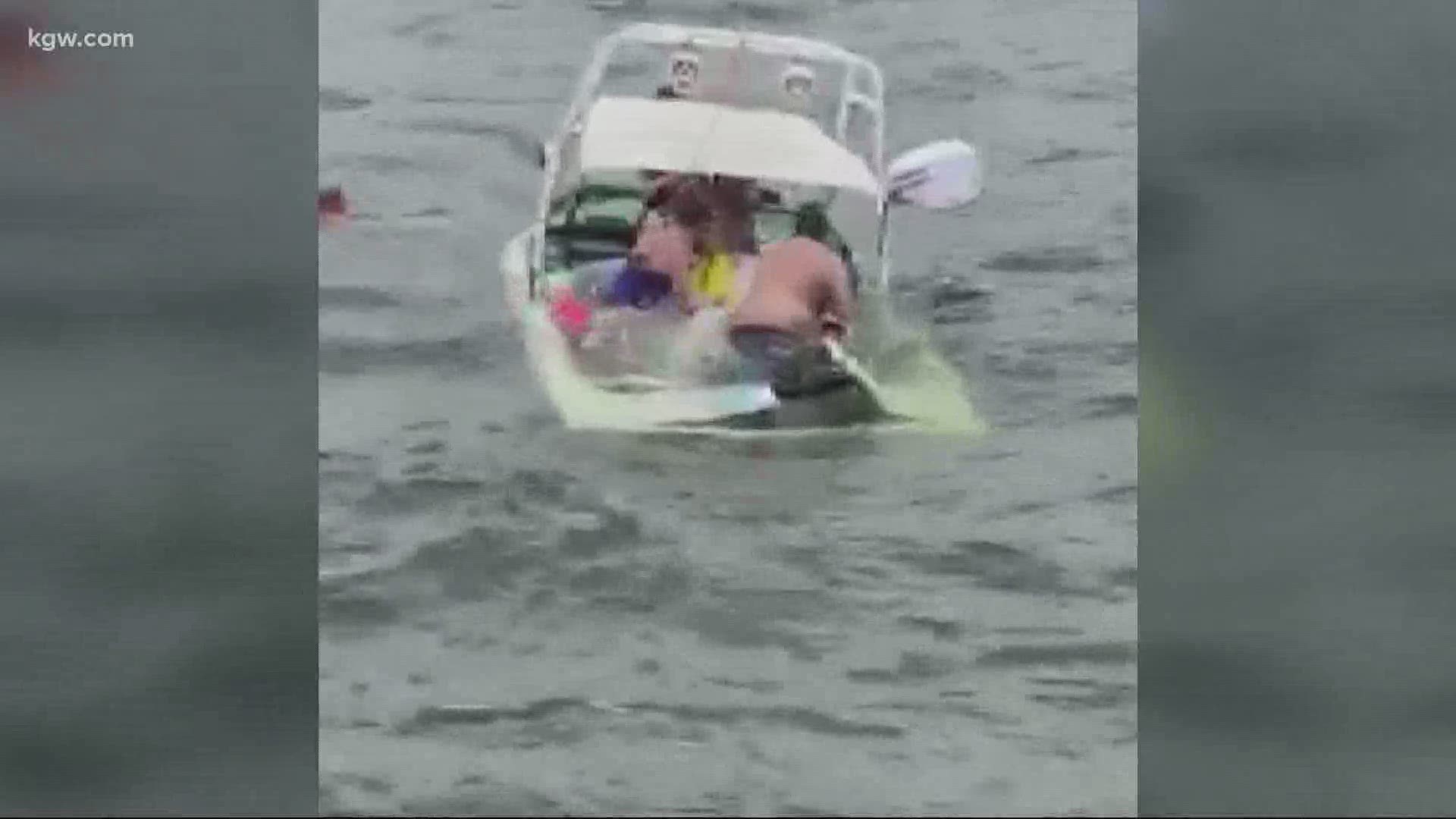 This happened while a “Trump boat parade" was taking place. No one was hurt.