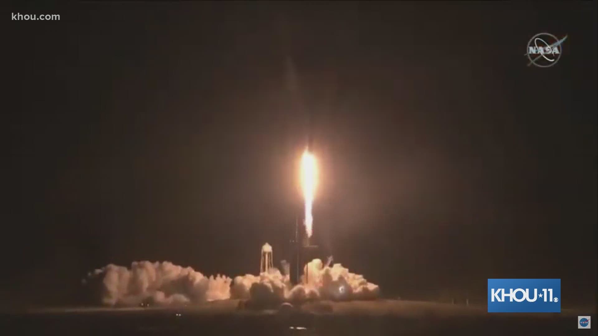 'Not even gravity contains humanity when we explore as one for all' as Dragon lifts off from Cape Canaveral to the International Space Station.