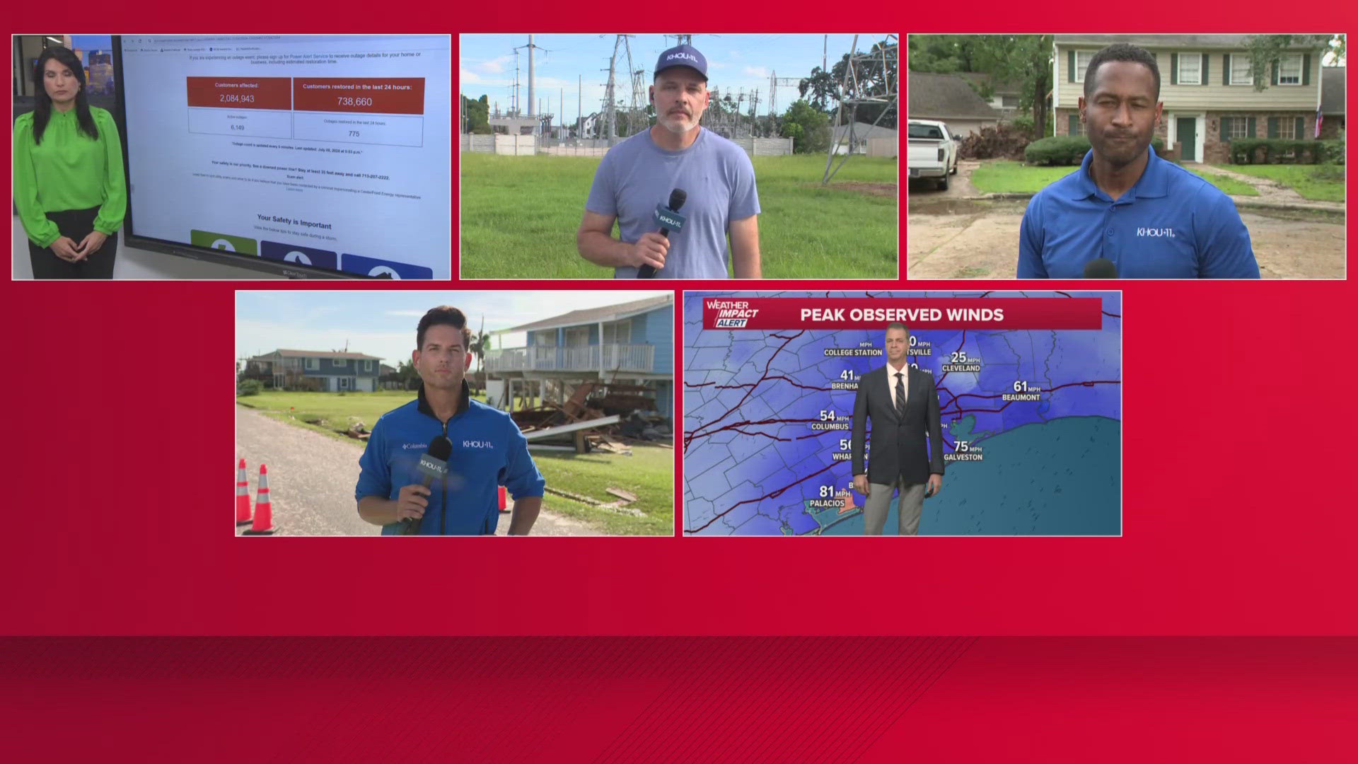 Team coverage from KHOU 11 News provides the latest updates after Hurricane Beryl raced across Southeast Texas on Monday, July 8, 2024.