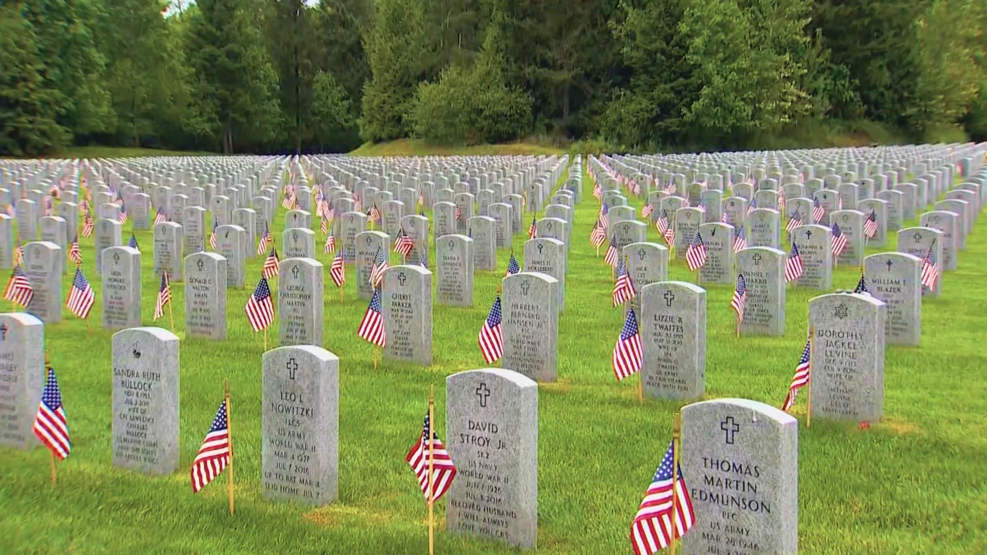 Old Glory lined the rows of graves for America's fallen heroes at Mountain View Cemetery in Lakewood ahead of Memorial Day.
