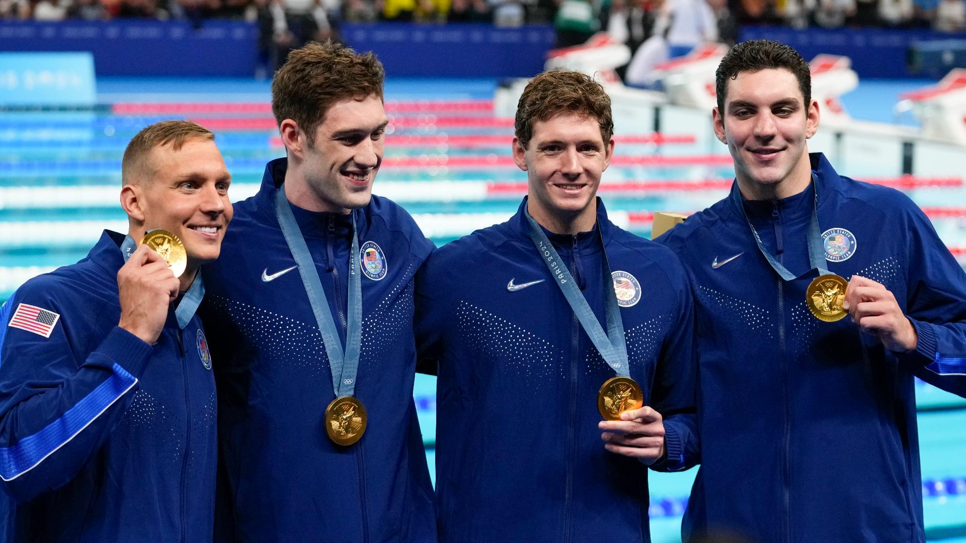 Video Olympics highlights of swimming, diving, gymnastics