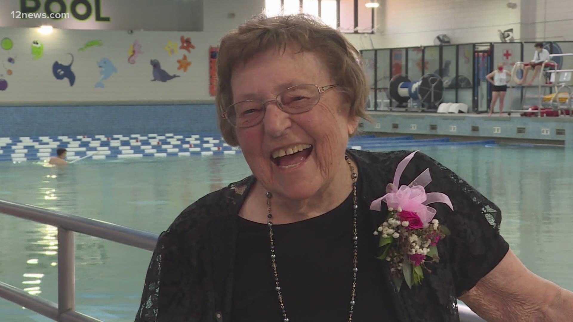 Rita Seaman celebrated her 100th birthday at the Kiwanis pool in Tempe. Her secret to living so long? Just live your life and don't take things too seriously!