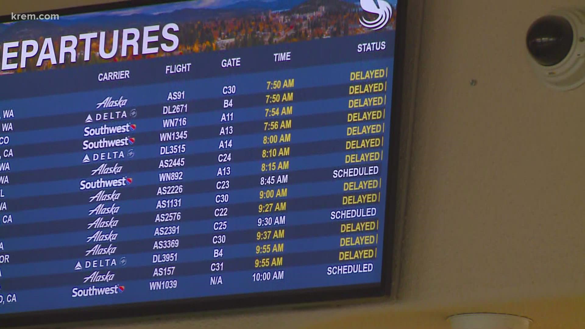 Alaska airline confirmed delayed flights are due to fog Monday morning