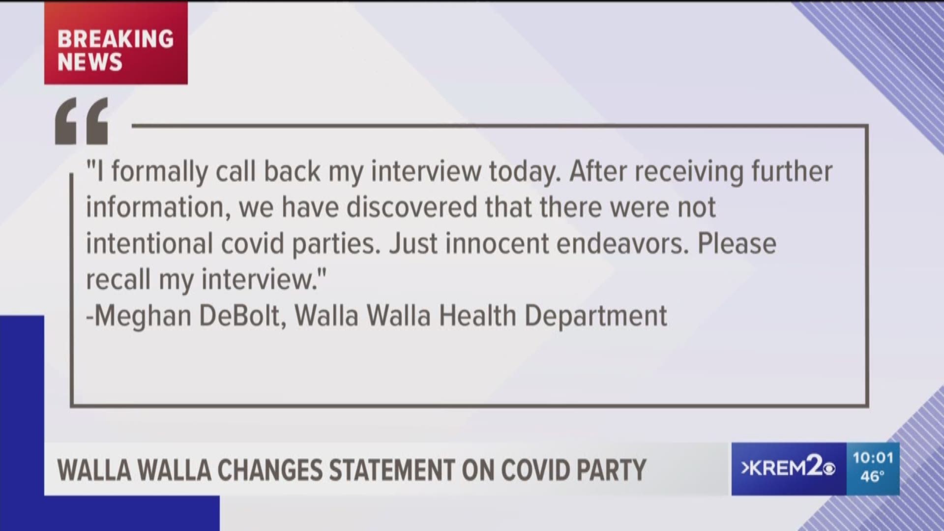 Walla Walla County Health officials previously said people were intentionally attending parties with those who had tested positive coronavirus.