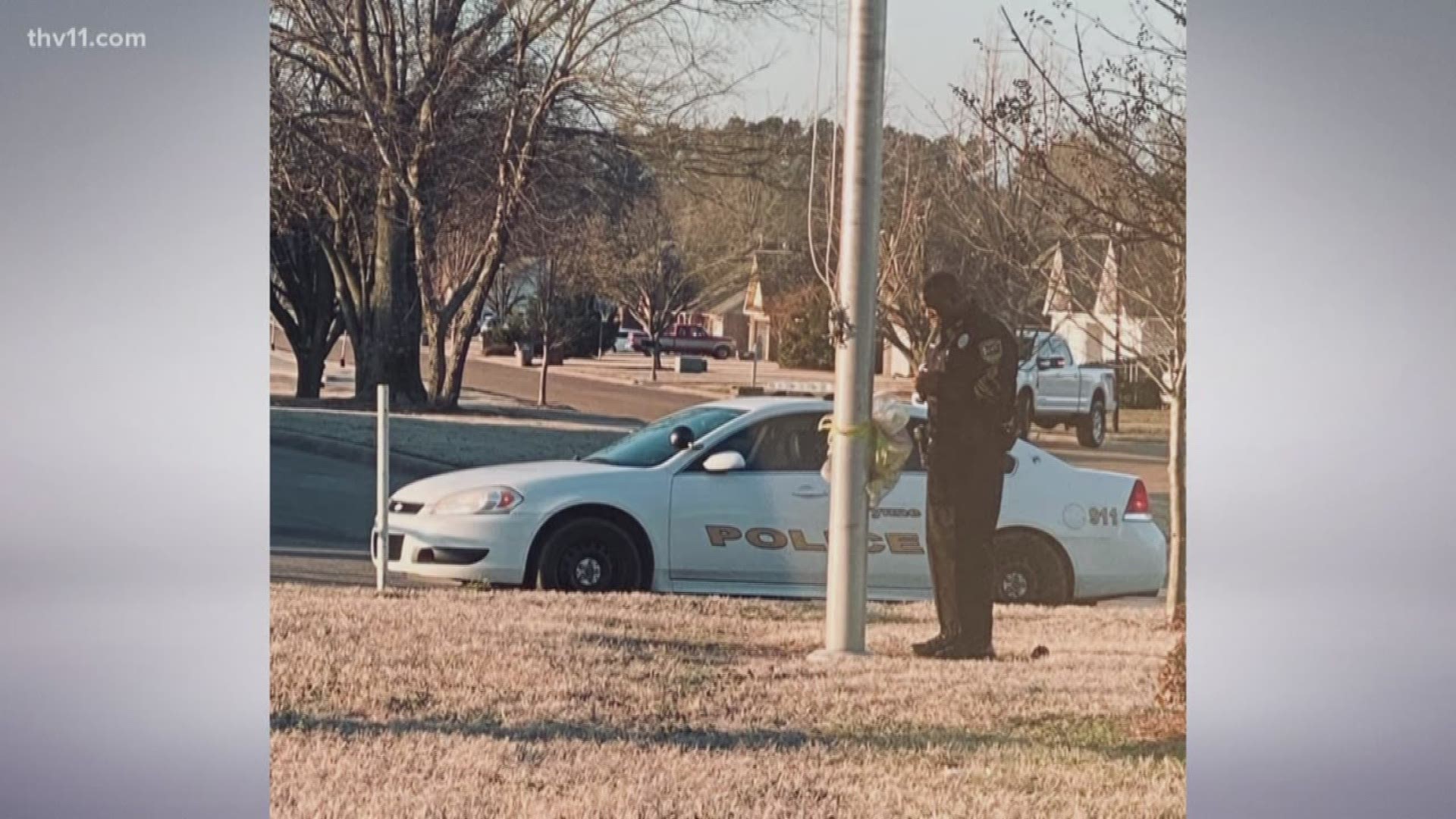 One Arkansas officer stops at the flagpole every day to say a special prayer for the school systems, children and the community.