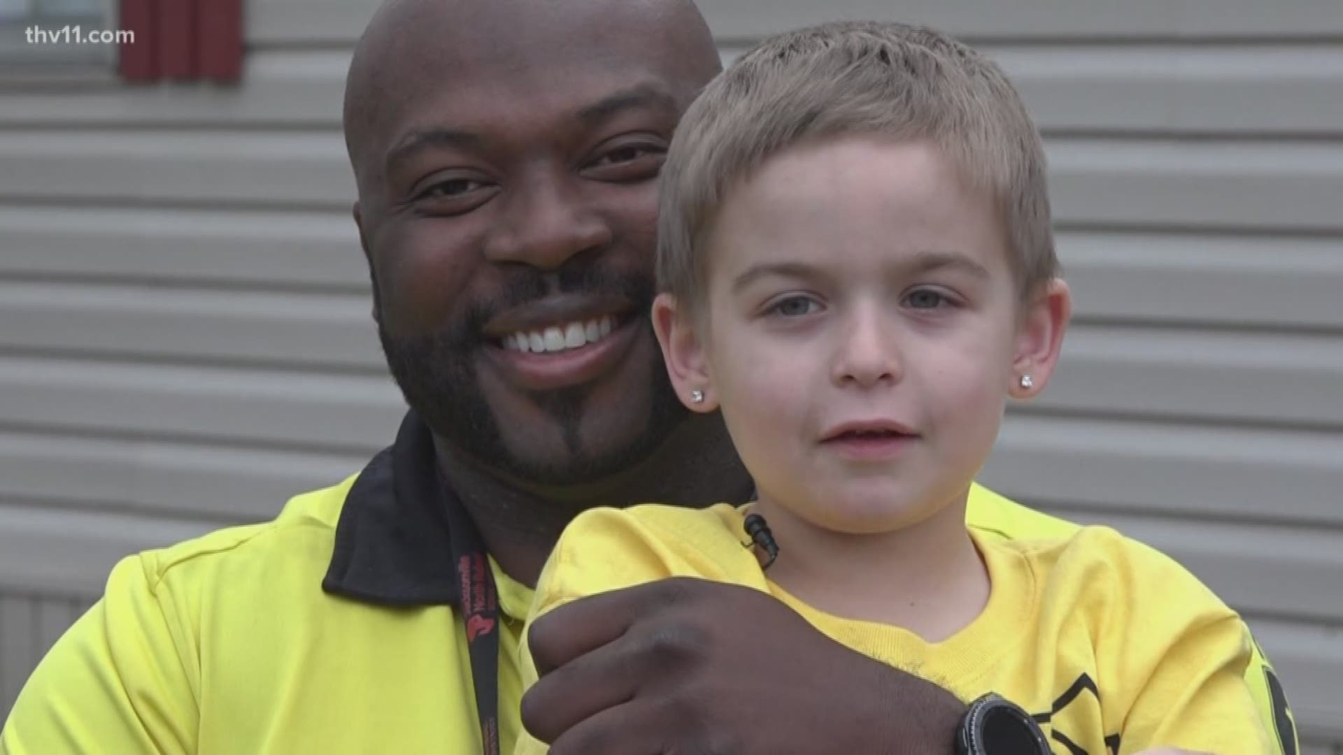 5-year-old Easton wanted to dress as his school security officer Jefferey Cross because he says “he keeps me safe.”