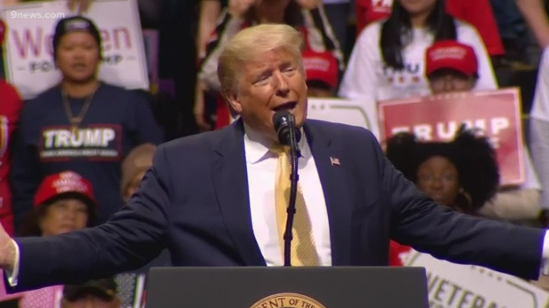 President Donald Trump, together with Colorado Sen. Cory Gardner (R), hosted the rally at the Broadmoor World Arena Thursday night.