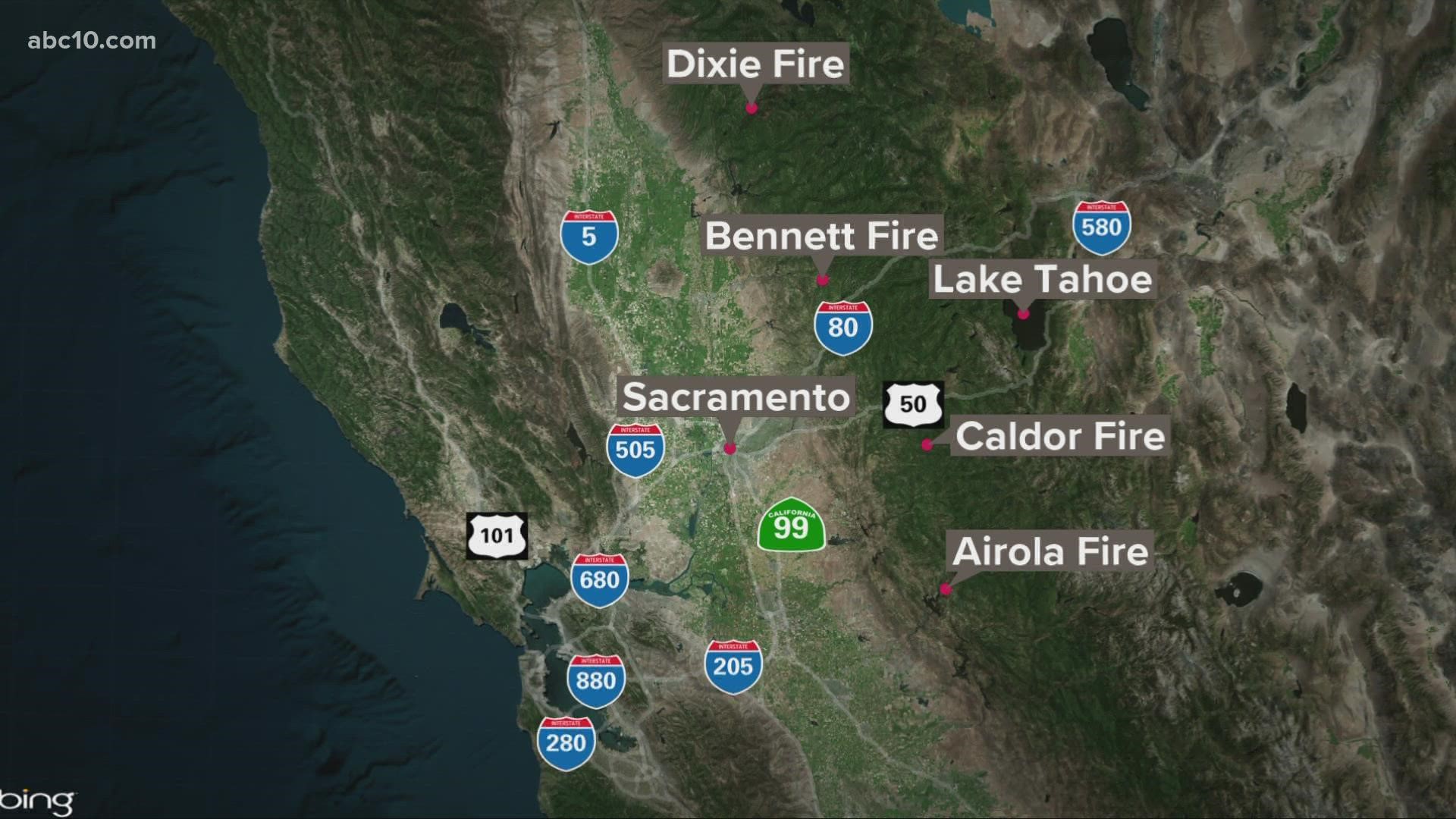 Two fires popped up Wednesday night, marking at least four notable fires burning in Northern California.