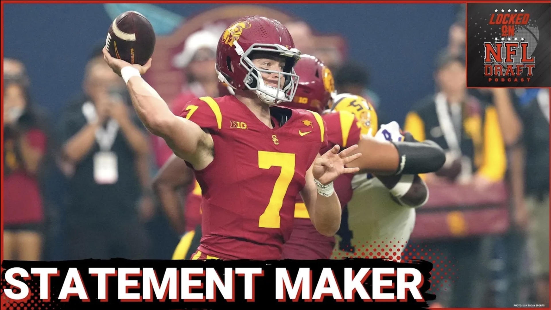 USC faces Michigan in a huge BIG Ten matchup. QB Miller Moss already has a Heisman/NFL draft moment with his final drive against LSU in week 1.