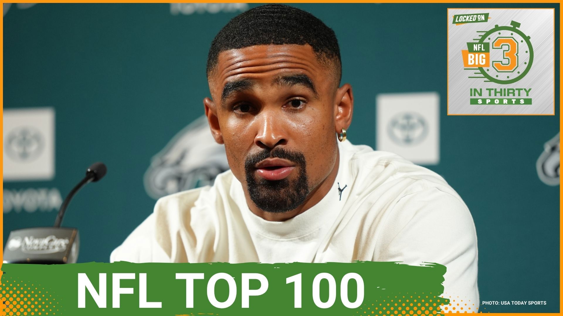 The Locked On NFL hosts rank the Top 100 players in the NFL, with Jalen Hurts and Josh Allen at interesting spots. The Chiefs sign Trey Smith to a long-term deal.