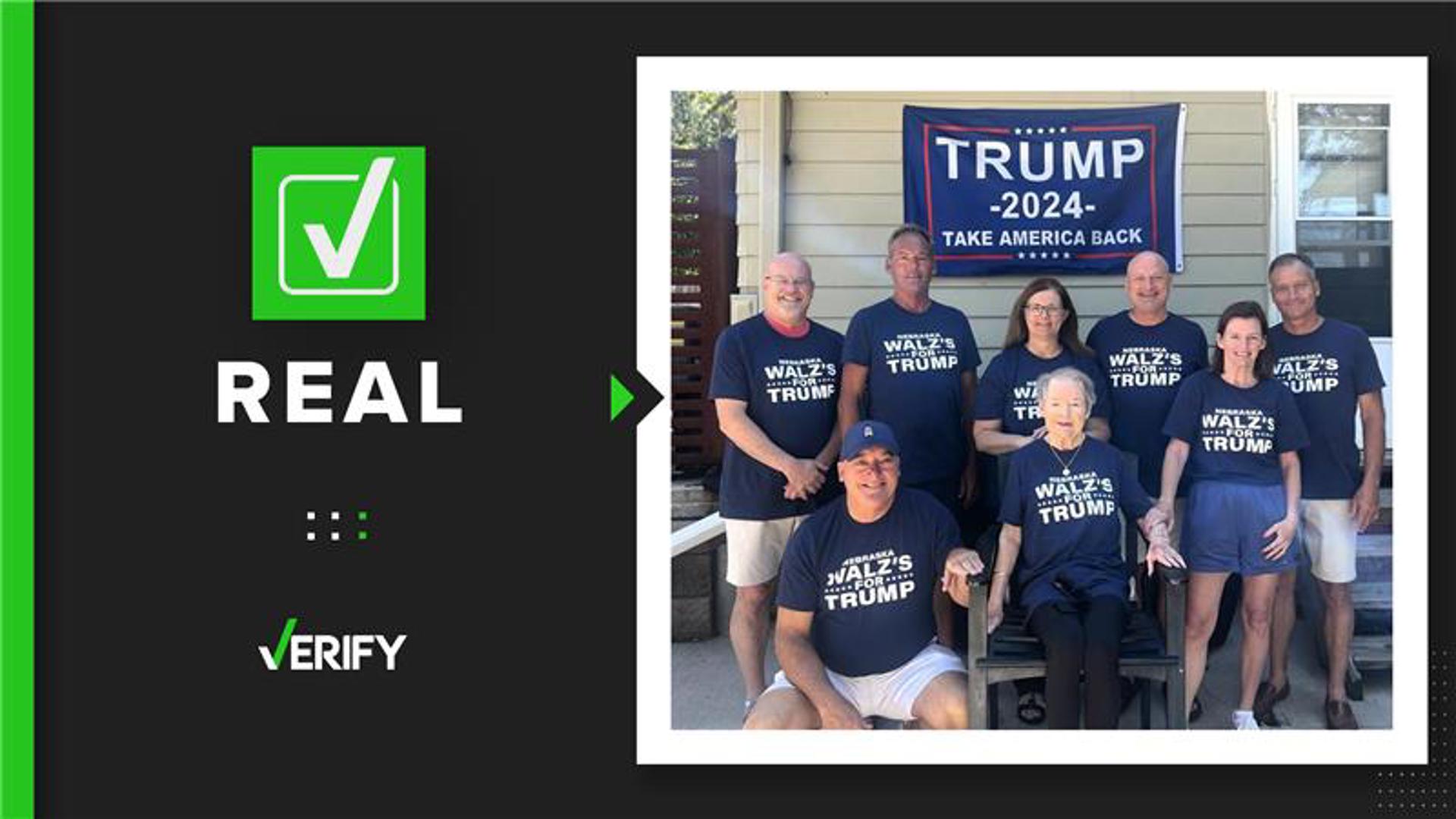 The viral “Nebraska Walz’s for Trump” image shows distant cousins of vice presidential candidate Tim Walz.