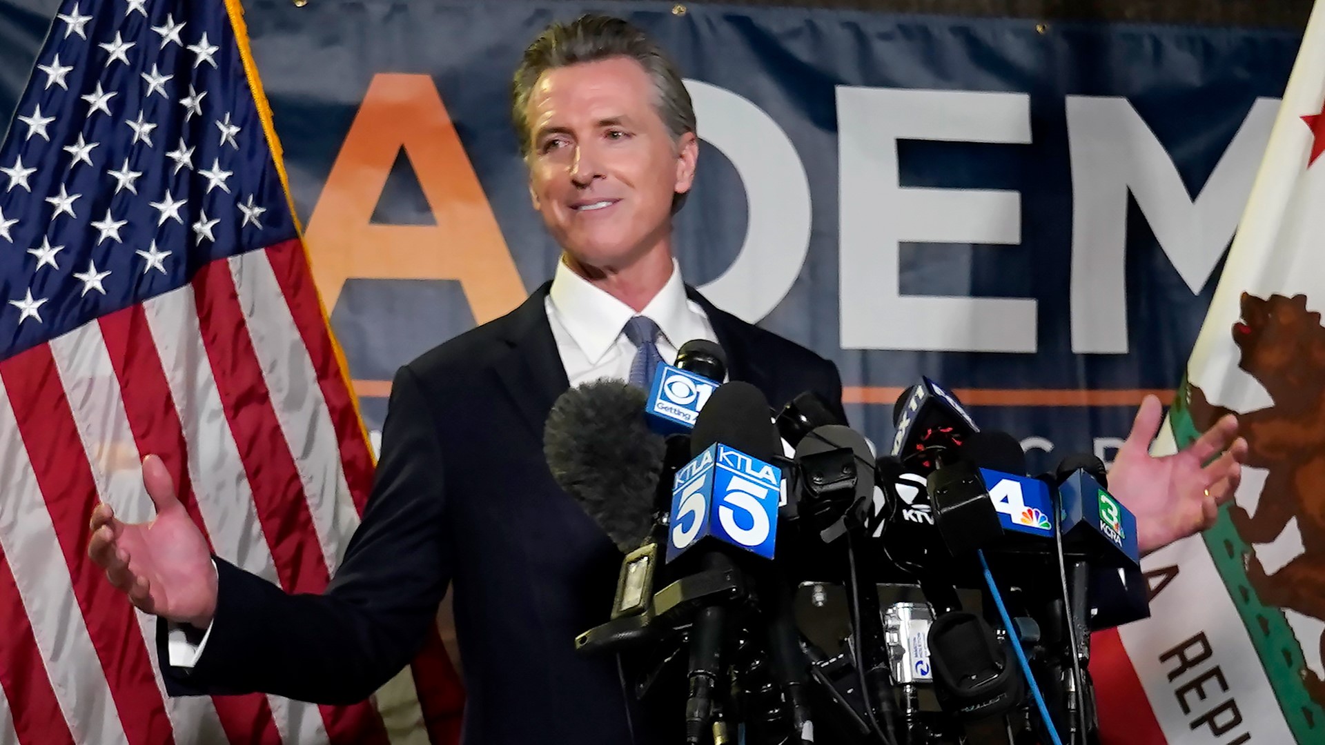 California Gov. Gavin Newsom faced a recall election Tuesday night. Gubernatorial candidate Larry Elder directed visitors of his website to a petition demanding an i
