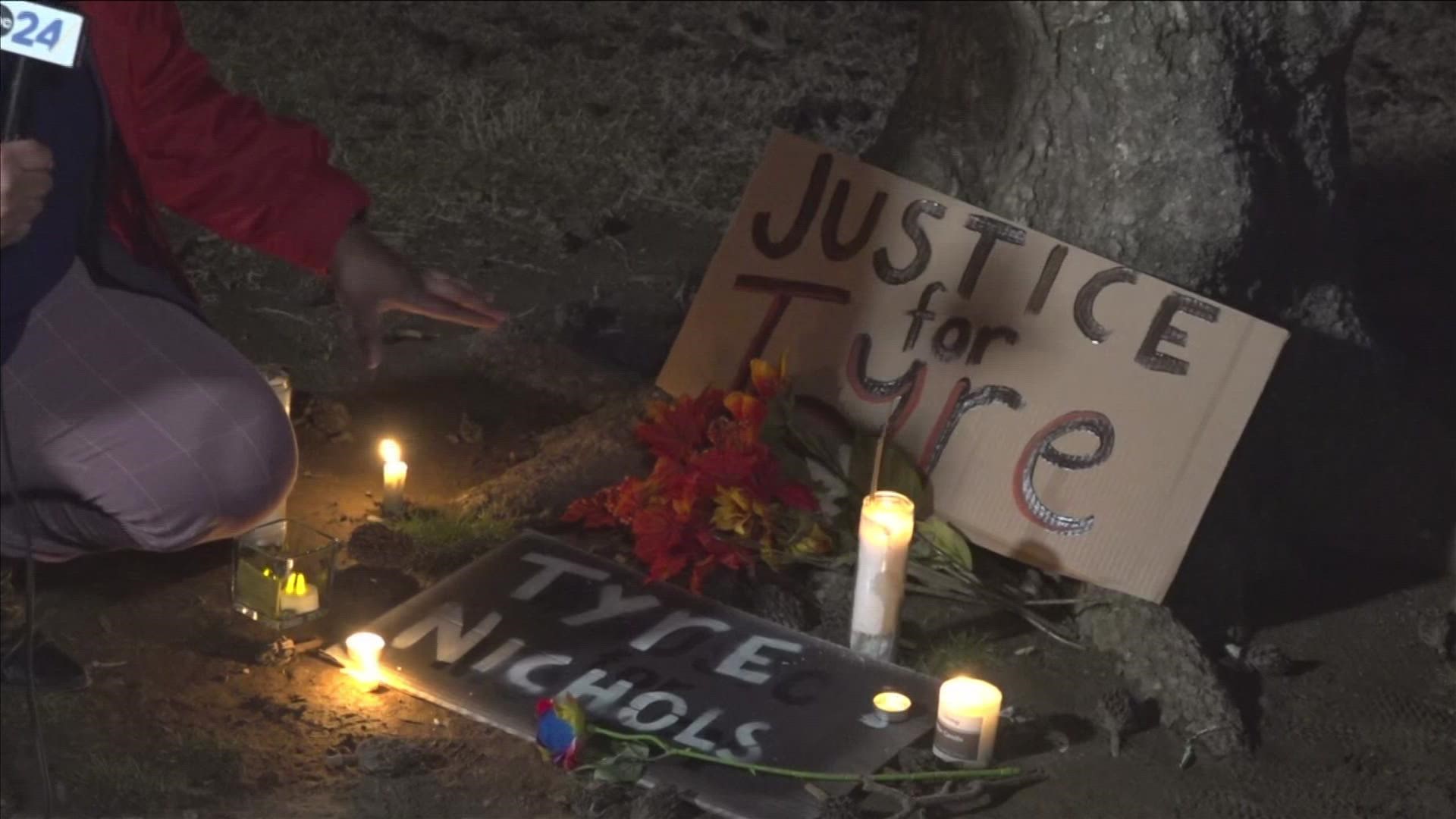 Members of Tyre Nichols' family and the Memphis Community gathered to remember Tyre at a candlelight vigil in a Memphis skate park.