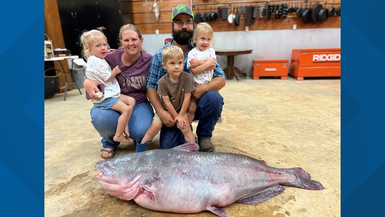 Mississippi man sets new state record by reeling in 104-pound blue catfish