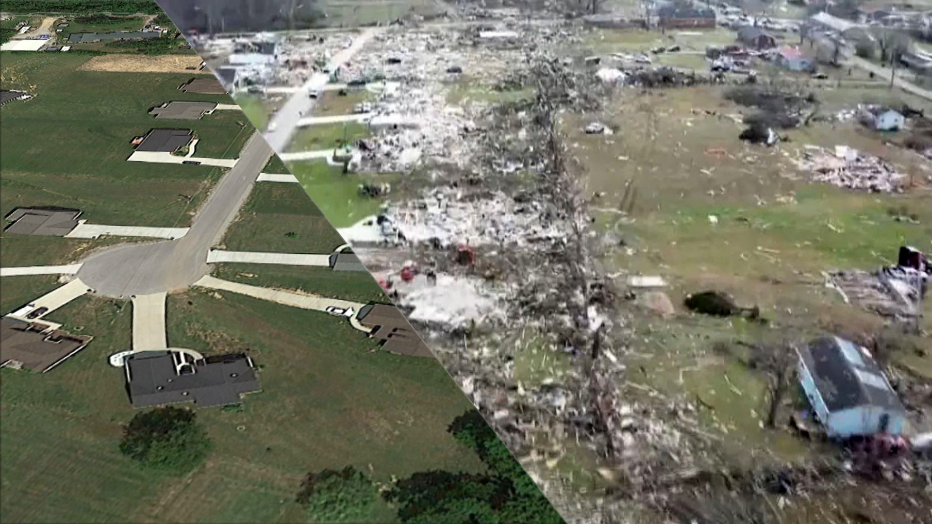 Aerial images show beforeandafter tornado damage