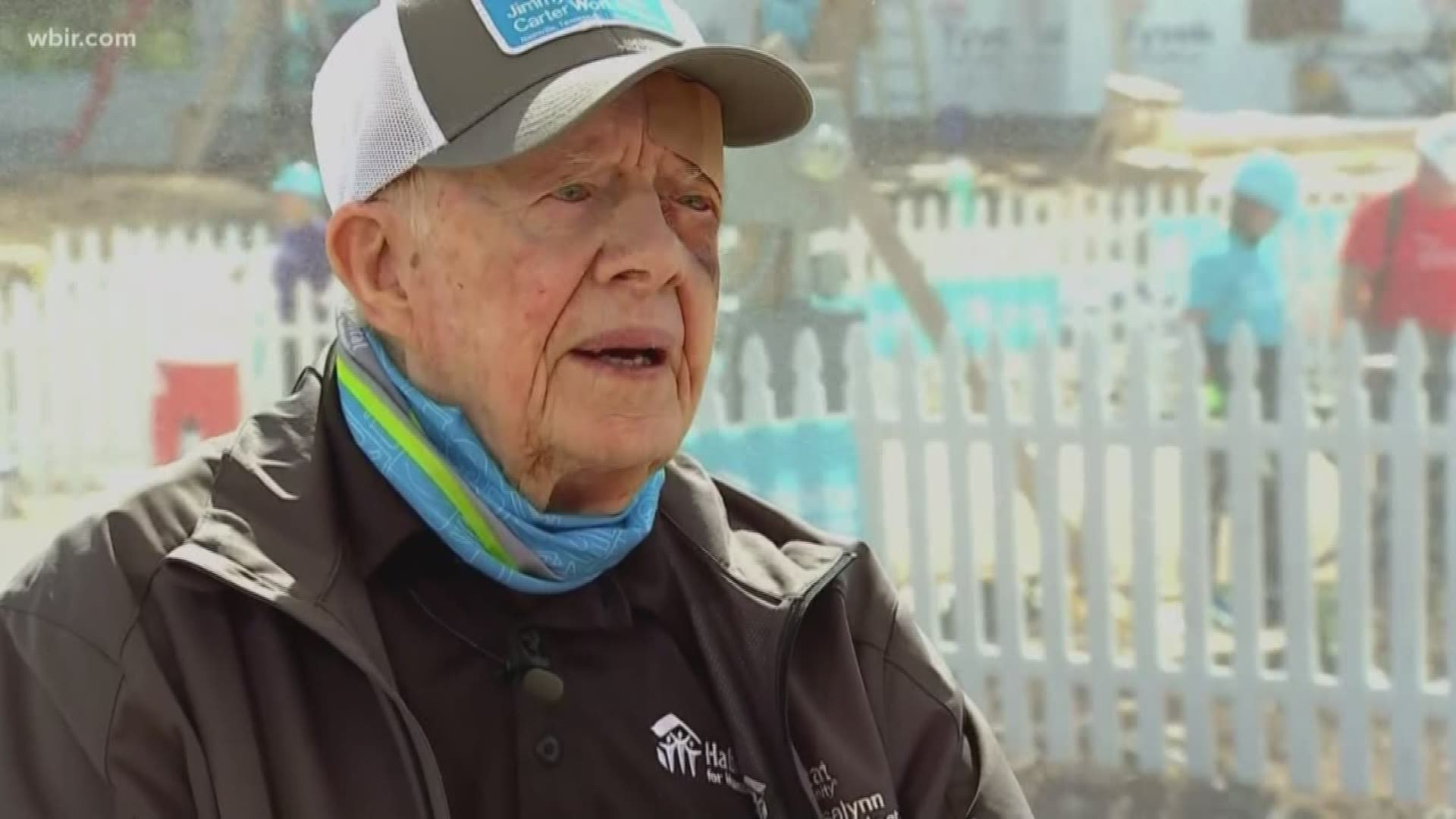 Former President Jimmy Carter is in Middle Tennessee helping build homes with Habitat for Humanity.