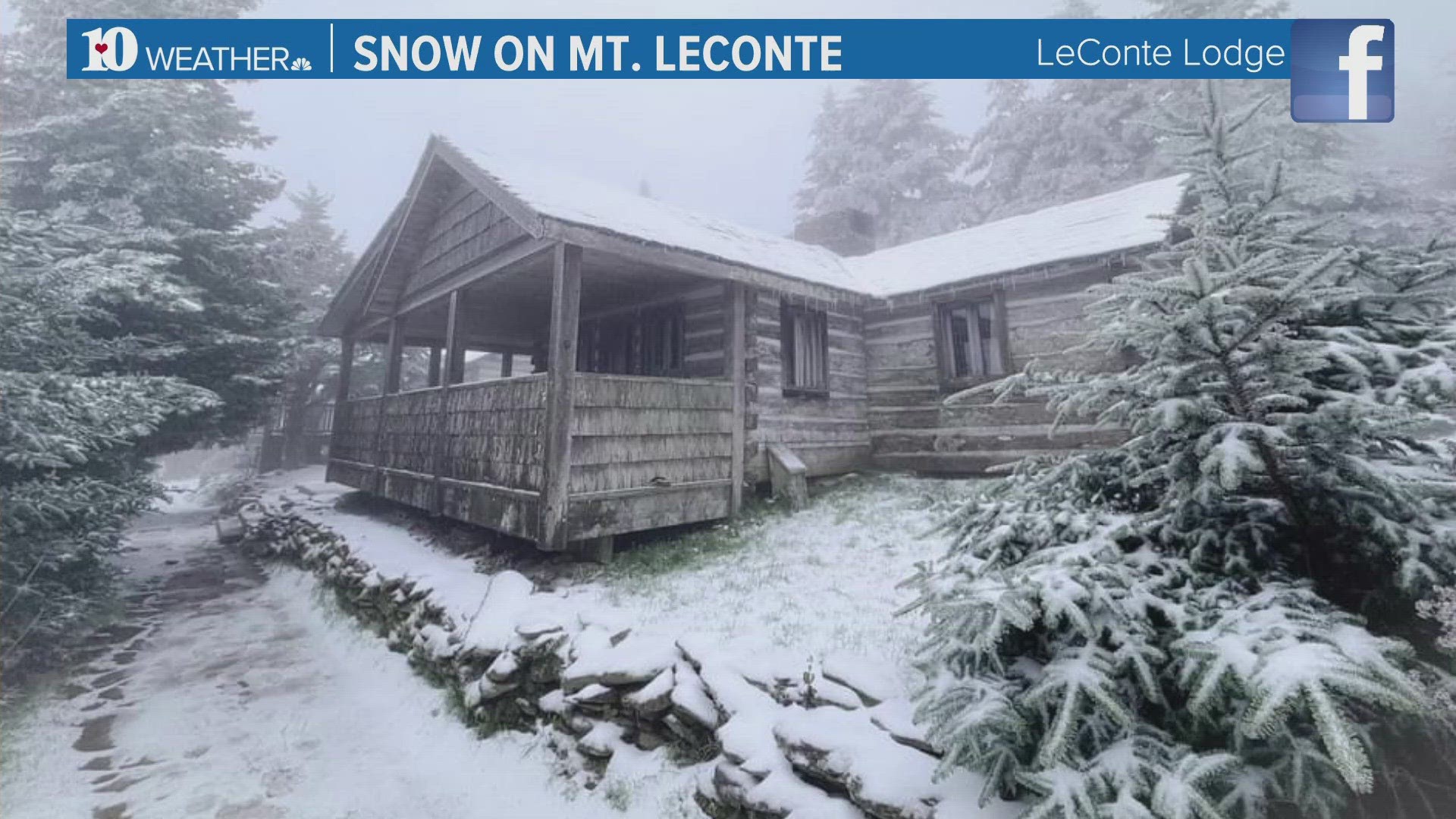 The LeConte Lodge saw four inches of ground accumulation.