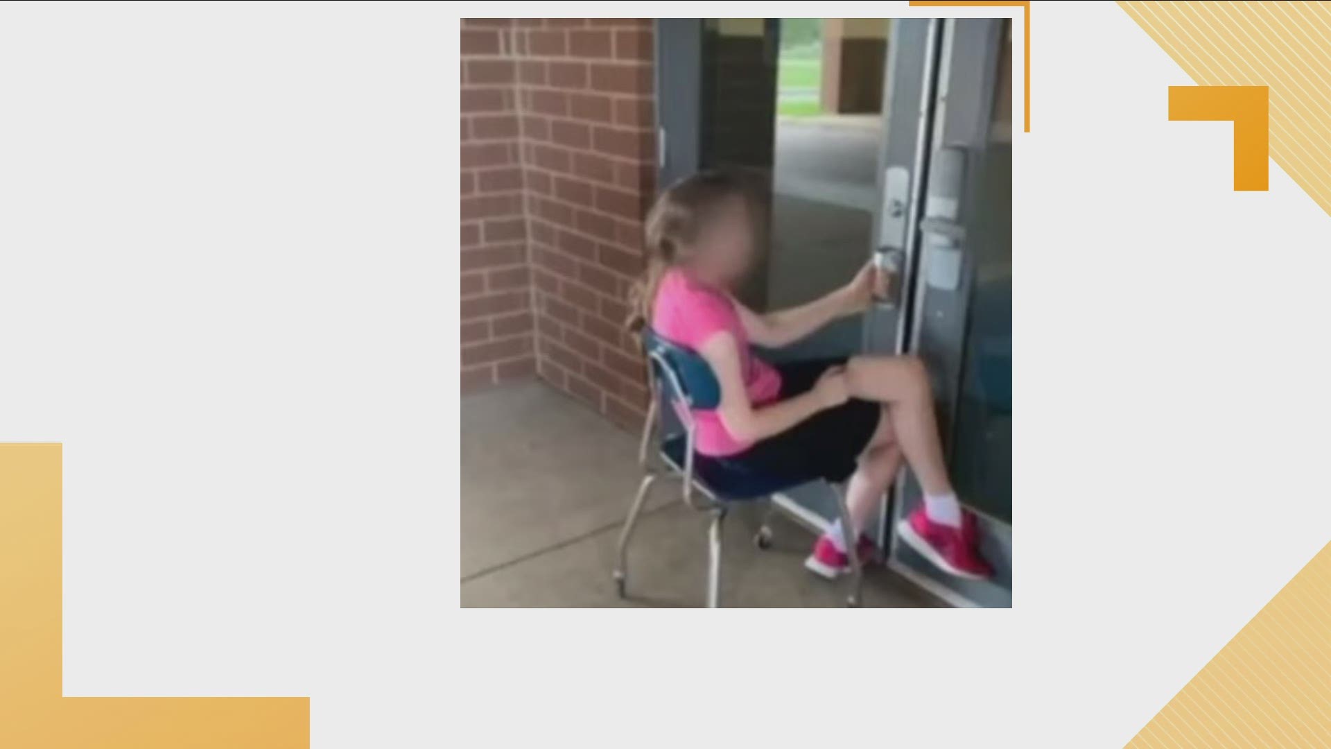 A heartbreaking photo from Middle TN of a child with autism, clinging to her school's door, unable to go in. Her family said it's because she's unable to wear a mask