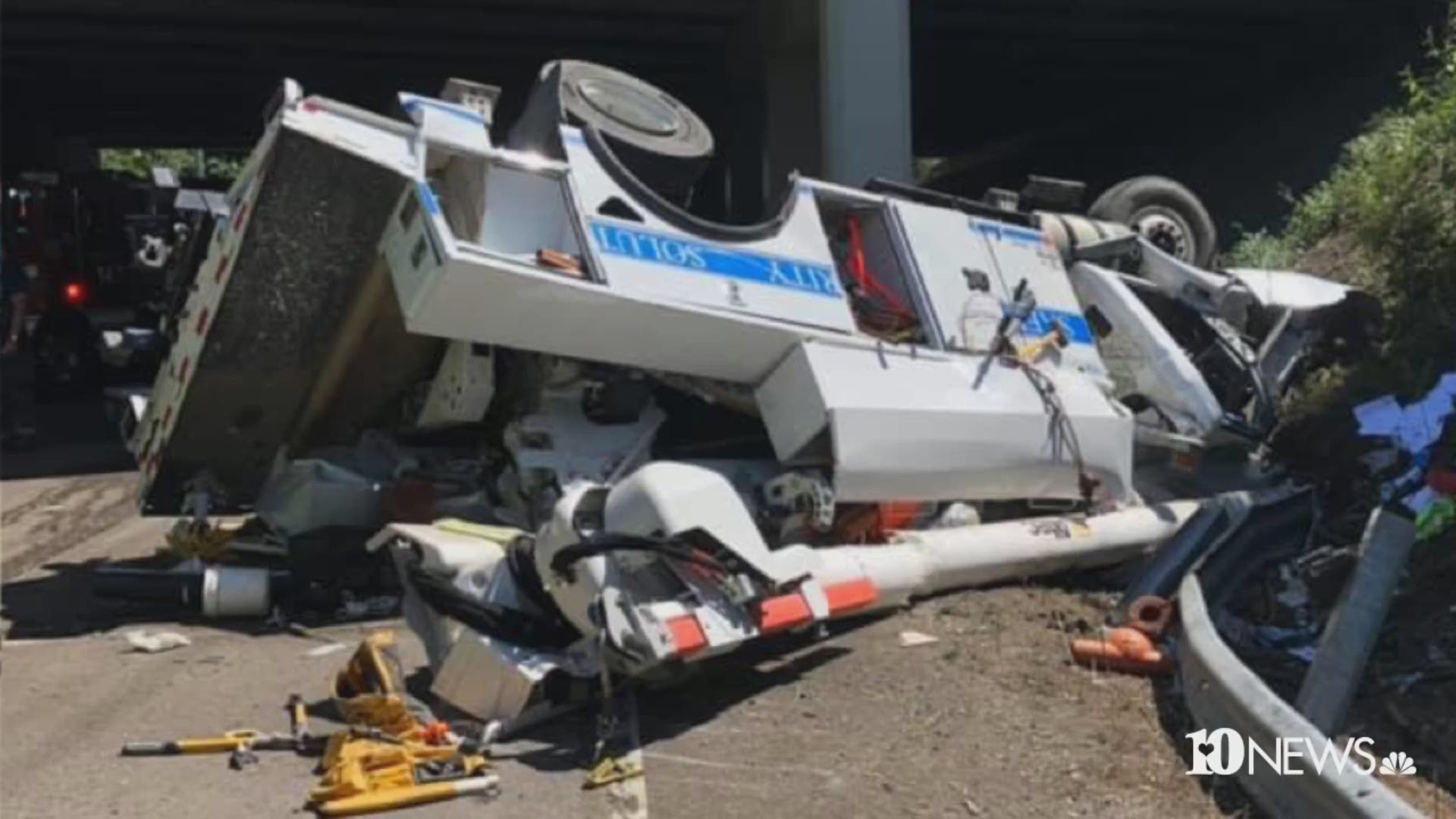 A Pike Electric Company truck out of Indiana was traveling down the interstate when it left the roadway and crashed, police said.