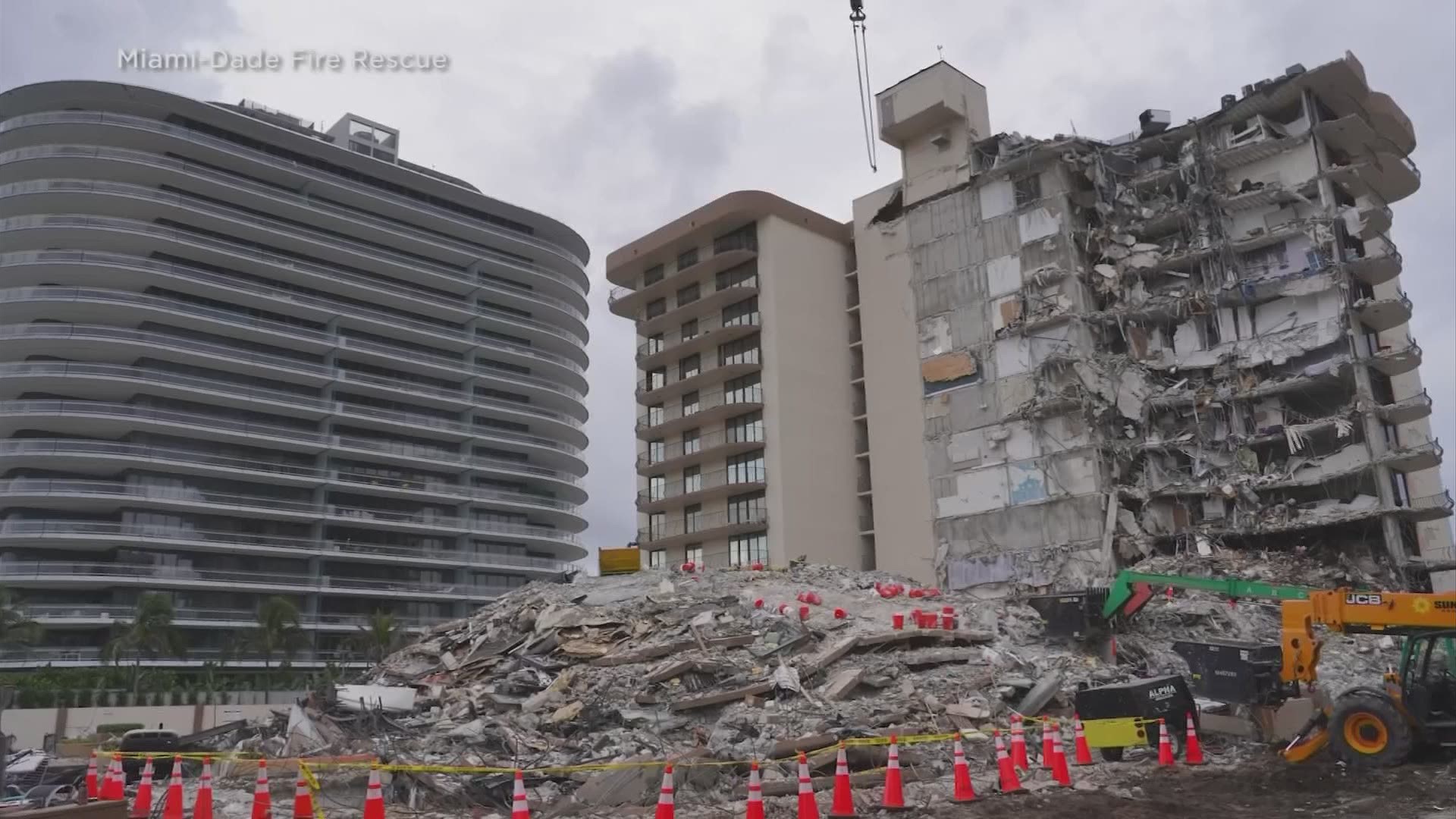 Rescuers searched through fresh rubble Monday after the last of the collapsed Florida condo building was demolished.