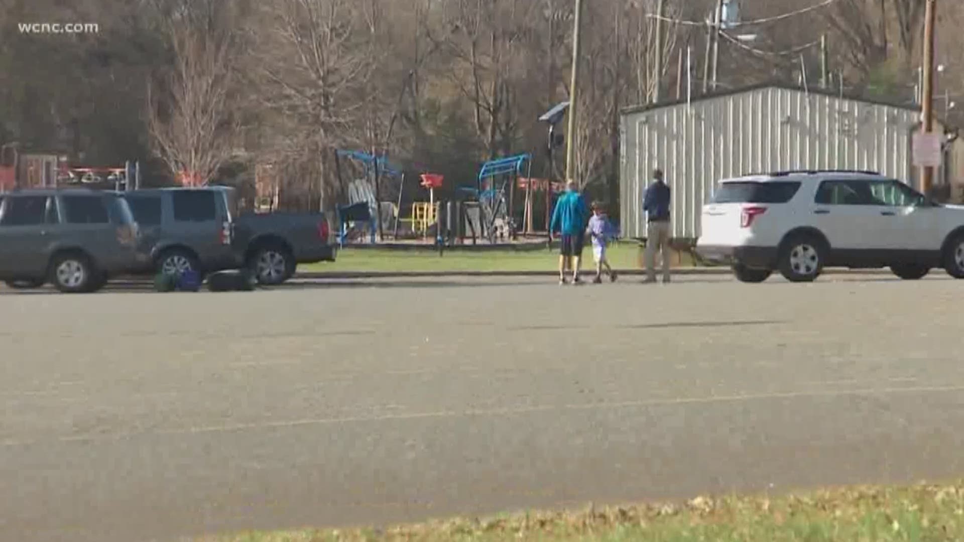 Seven children were bitten by a stray dog, believed to be a pit bull, inside a Charlotte elementary school Monday, police said.